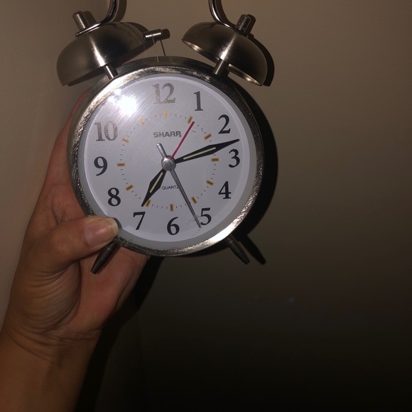 Sharp Brushed Metal Twinbell Quartz Alarm Clock~SPC800~Battery Operated - Picture 8 of 9